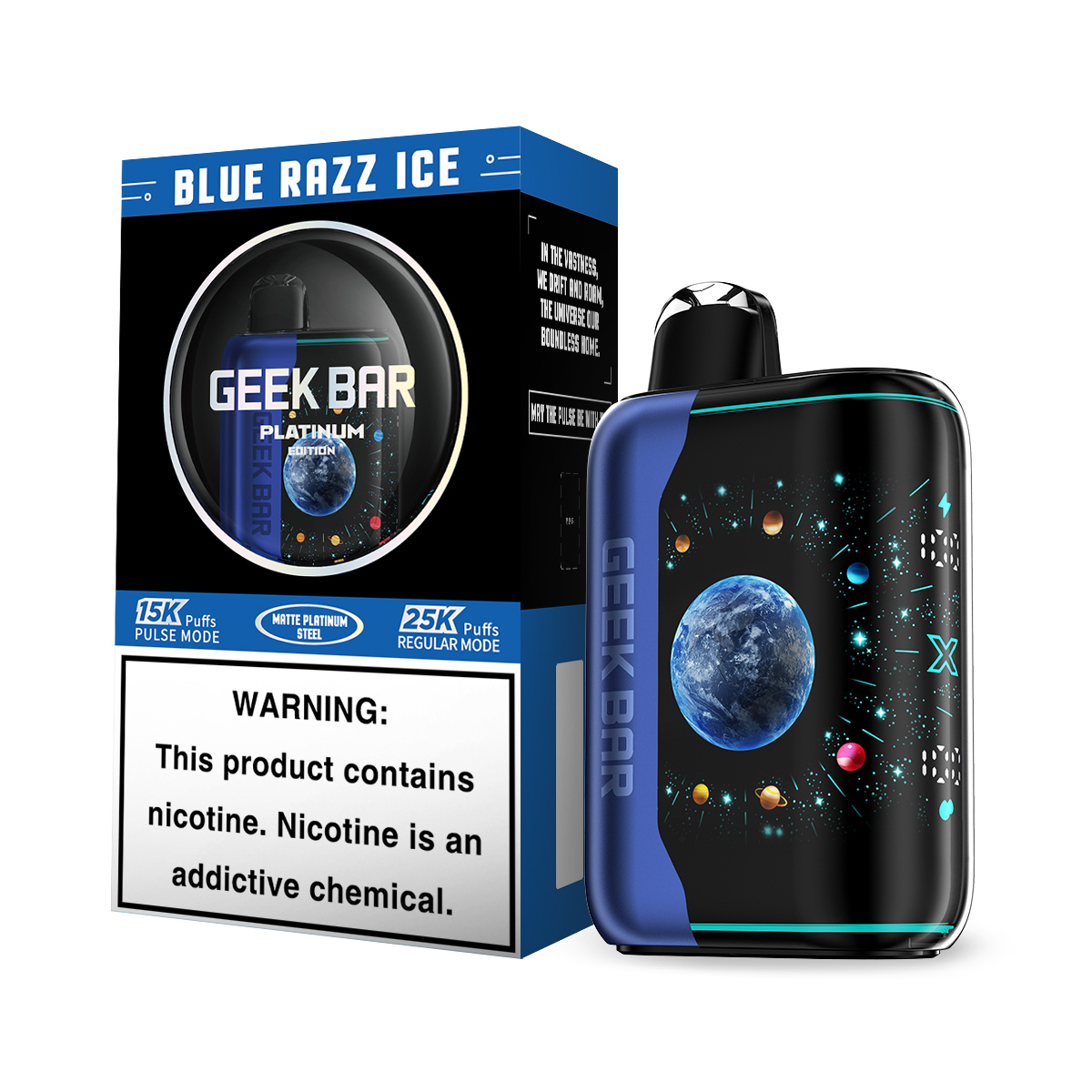 Blue Razz Ice Flavor Geek Bar Pulse X Platinum Edition Disposable Flavors - 25000 Puffs| - NICEPRO.US